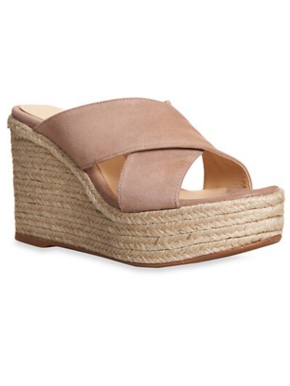 L’agence Valetta Leather Espadrille Wedge Sandal Cappuccino Brown Criss Cross 38